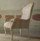 savio意大利实木休闲椅欧式雕花单人椅客厅布艺沙发椅奢华公主椅