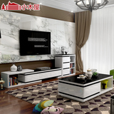 xiaomuwu家具新款现代简约时尚烤漆客厅茶几可伸缩电视柜组合