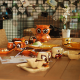 6件呆萌可爱环保个性创意手绘陶瓷杯碗盘套装儿童餐具家用送礼物