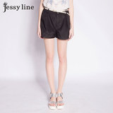 jessy line2015夏装新款 杰茜莱韩版百搭显瘦黑色短裤 女休闲热裤