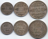 法属突尼斯回历1353年1934年5-10-20法郎银币一套#1