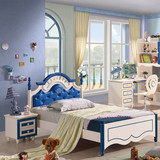 儿童家具套房组合男孩女孩床1.2米1.5米简易床高箱储物床实木床