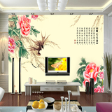 现代简约大型壁画壁纸墙纸电视卧室客厅沙发背景墙国色天香牡丹图