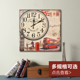 欧式复古田园长方形木挂特色挂钟  创意家庭客厅墙壁时钟表装饰品