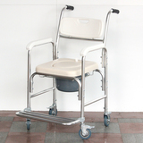康健老人可移动坐便椅铝合金孕妇坐厕椅带轮洗澡椅护理坐便轮椅车