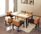 餐厅藤编餐桌椅组合泰国海草藤餐台创意真藤艺餐桌藤木家具