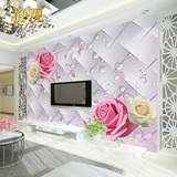 现代简约花卉玫瑰客厅电视背景墙纸 3D立体卧室无缝大型壁画壁纸
