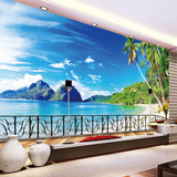 大型壁画3D电视背景墙纸地中海风景手绘油画城堡墙布 海景墙壁纸