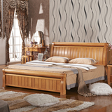 榉木全实木床双人床 纯实木床气压高箱床 1.8米现代中式卧室大床