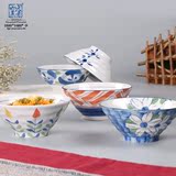碗日式创意手绘酒店餐具釉下彩复古家用陶瓷汤碗个性学生面碗饭碗