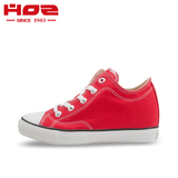 美国HOZ后街春季经典常青款低中帮内增高帆布鞋女鞋休闲红色浅口