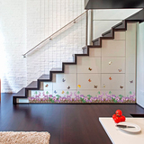 DIY可移除墙贴画客厅楼梯过道浴室踢脚线装饰贴壁贴壁纸紫色栅栏