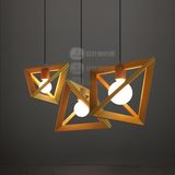 设计师的灯美式简约卧室客厅中式创意复古咖啡厅乡村三角木框吊灯