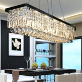 现代简约LEDK9水晶灯吊灯黑色长方形餐厅吊灯餐桌客厅灯吧台灯具
