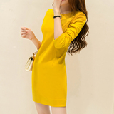 2015新款秋装韩版女装CCDD正品长袖针织连衣裙修身包臀一步中裙子
