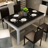 餐桌 餐桌椅组合 钢化玻璃餐桌椅组合烤漆餐桌 简约现代餐桌