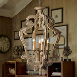 美式乡村宜家田园欧式木艺蜡烛吊灯创意铁艺复古客厅怀旧餐厅灯具