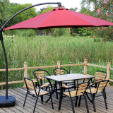 铁艺庭院休闲酒吧桌椅五件套 阳台桌椅伞组合 户外实木桌椅家具