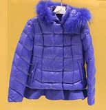 百丝BAISI专柜正品2015冬新 蓝色修身时尚羽绒服女外套ARB510545