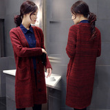 2015秋冬新款韩版上衣时尚修身显瘦中长款毛线衣针织开衫外套女