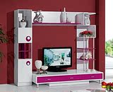 电视柜电视墙组合现代简约客厅配套家具玫红烤漆展示架摆设置物
