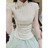 促销价中式改良时尚麻棉显瘦衬衫 中国风民国风很仙的白旗袍上衣