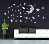 3D立体亚克力立体镜面墙贴 星星月亮 客厅儿童房卧室墙个性装饰贴