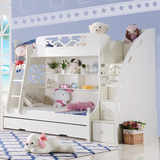 韩式高低床子母床上下床双层床上下铺儿童床1.21.5M实木床梯柜床
