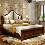 美式全实木床新中式1.8米床胡桃木双人床新古典婚床定制复古家具