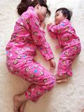 2014新款亲子儿童睡衣出口秋冬长袖套装家居服开扣棉绒宝宝大嘴猴