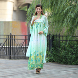 汉服女装齐胸襦裙日常高腰对襟襦裙清新绿色中国民族古典仙女服装