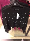 2014年c& a C＆A 专柜正品代购高领短款蝴蝶结绣花长袖毛针织衫