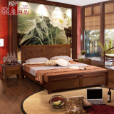 汉唐林韵 现代新中式水曲柳 实木床双人床1.5 1.8米高箱储物床