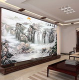 中国风大型无纺布无缝壁画大好河山办公室客厅影视墙壁纸墙画新款