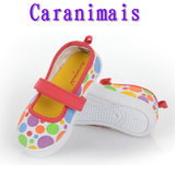 欧美Caranimais帆布鞋 女童单鞋 可爱彩色圆点童鞋 轻微瑕疵处理