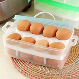 24格便携塑料双层鸡蛋收纳盒 厨房冰箱大保鲜盒 塑料储物盒 带盖