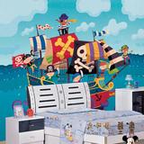 无缝大型壁画墙纸 3D立体卡通儿童房环保墙布墙画 高清动画海盗船