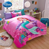 Disney/迪士尼儿童纯棉卡通三四件套 人鱼公主被套 家纺床上用品