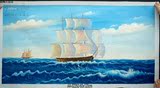 欧式大堂海景帆船风水办公室一帆风顺油画布单幅手绘无框风景油画