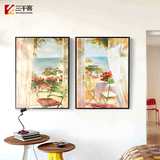 客厅沙发经典欧式装饰画 风景 二联组合挂画 背景墙现代简约壁画