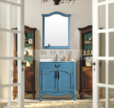 法式地中海风格橡木柜蓝色做旧系列精品卫浴落地柜简欧实木柜