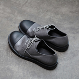 韩国代购代购新款头层牛皮潮流鞋子增高厚底翘头复古男士大头皮鞋