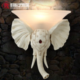 大象头雕塑树脂工艺品壁灯 过道楼梯间东南亚田园动物意装饰墙灯