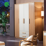 现代简约卧室原木实木1.6米四门大衣柜带抽屉镜加顶柜包送货安装