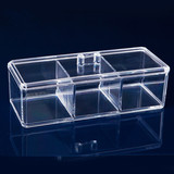 水晶透明亚克力化妆收纳盒化妆棉盒棉签盒调味盒 单层3格高透明盒