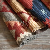 纯羊毛手工编织地毯 地中海/波斯地毯 彩色几何图形长条羊毛地毯