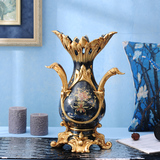 欧式奢华大气花瓶 客厅复古装饰花瓶 玄关电视柜台面花器装饰花瓶