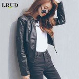 LRUD2015秋装新款韩版修身立领短款小皮衣女机车pu短外套夹克