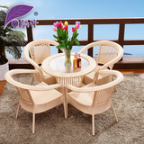 阳台桌椅藤椅茶几三件套 客厅庭院田园风休闲椅子露台咖啡桌椅
