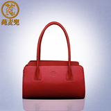 中国风2016夏季新款小包包大红色新娘女包简约真皮牛皮单肩手提包